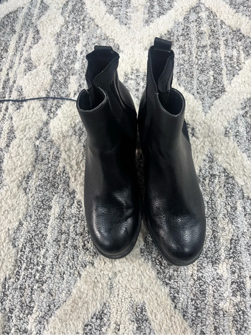 MIA Black Leather Chelsea Booties with Pull Tabs